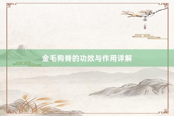 金毛狗脊的功效与作用详解
